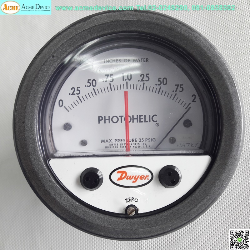 Pressure Gauge Dwyer รุ่น 3000MR, 0 to 2inH2O (Inches of water)