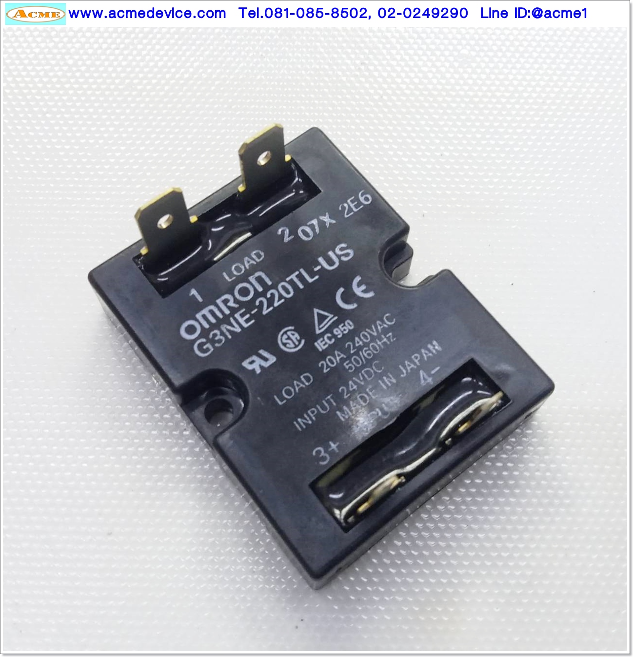 Solid State Relay Omron รุ่น G3NE-220TL-US, Input 24 Vdc, Output 100 to 240Vac, 20A