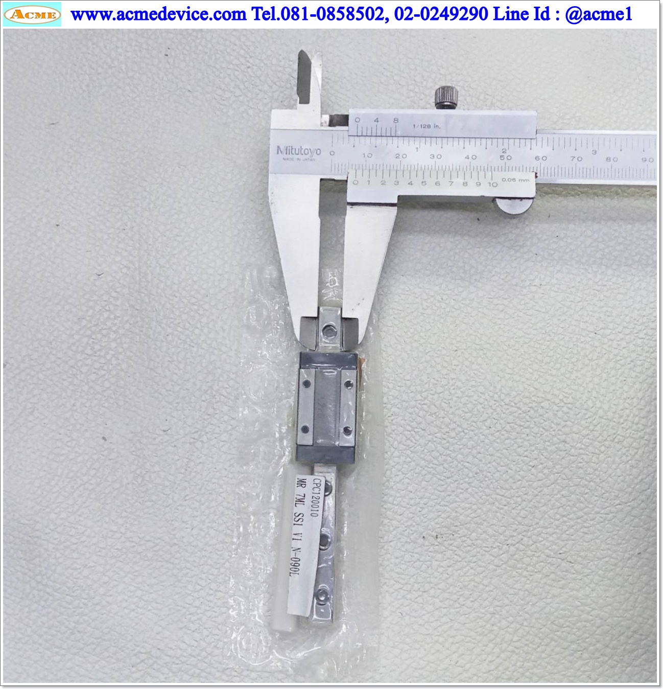 Linear Block and Rail Lintech รุ่น MR7MLSS1V1N-090L, รางสไลด์ขนาด 7 mm x 90 mm