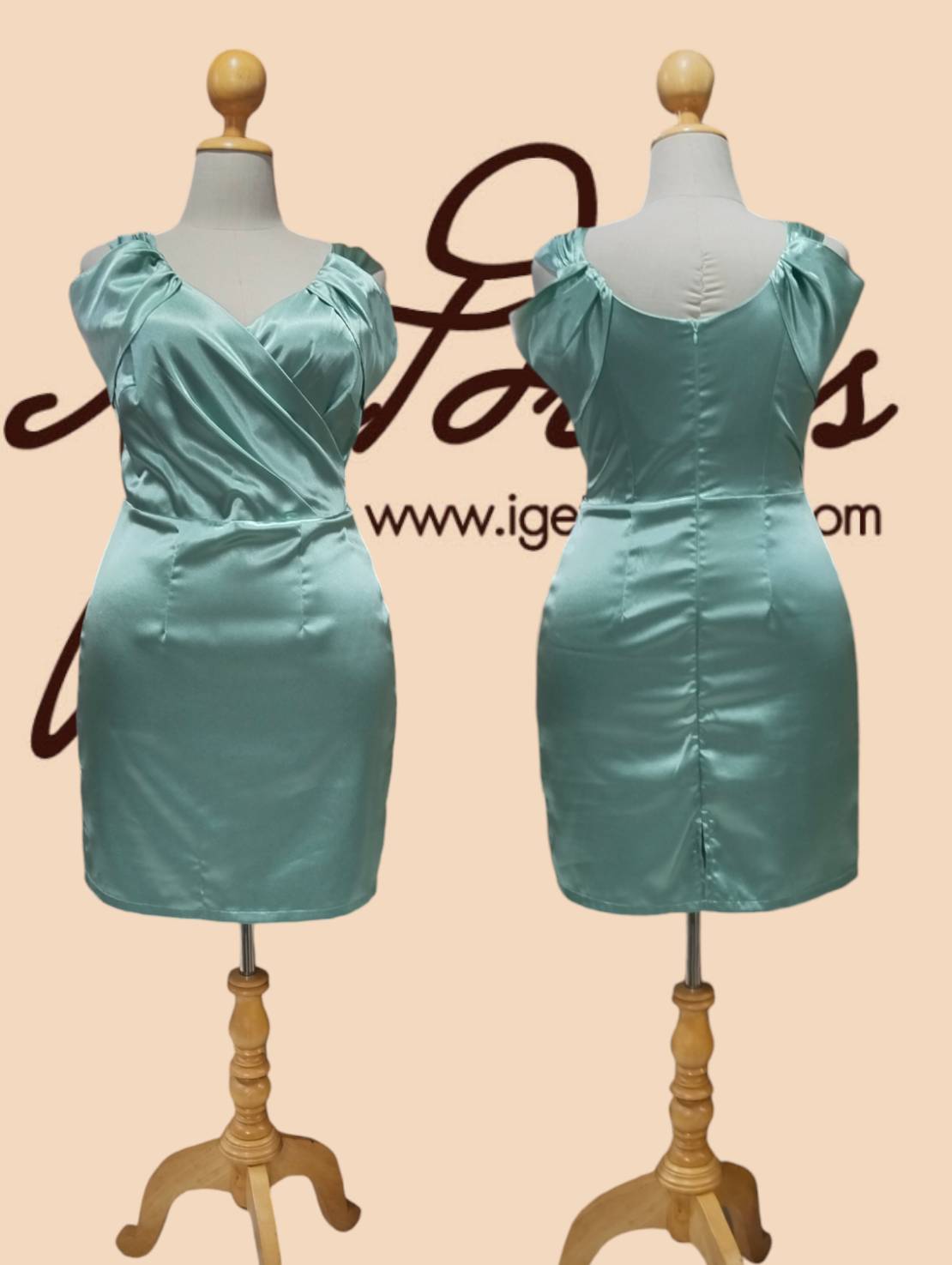 (PRE-LOVED) ราตรีสั้นสายใหญ่อ้อมแขนผ้าเปเป้ 2XL