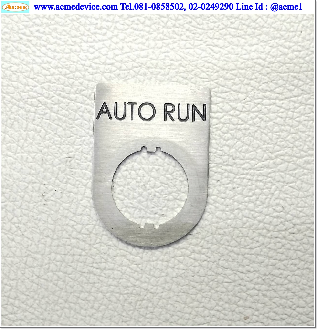 Name plate ตู้คอนโทรล AUTO RUN, Dai 22 mm. ขนาด 34 x 47 x 1.0 mm