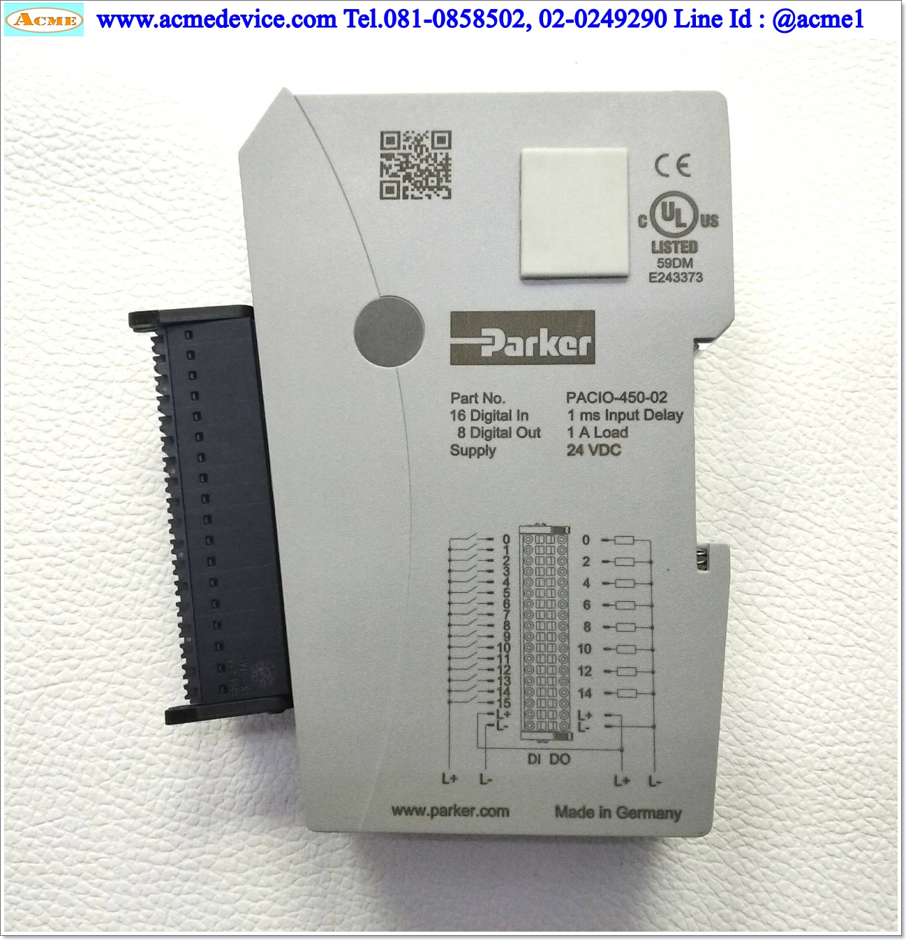 Remote I/O Parker รุ่น PACIO-450-02, DI16/DO8, 24 Vdc