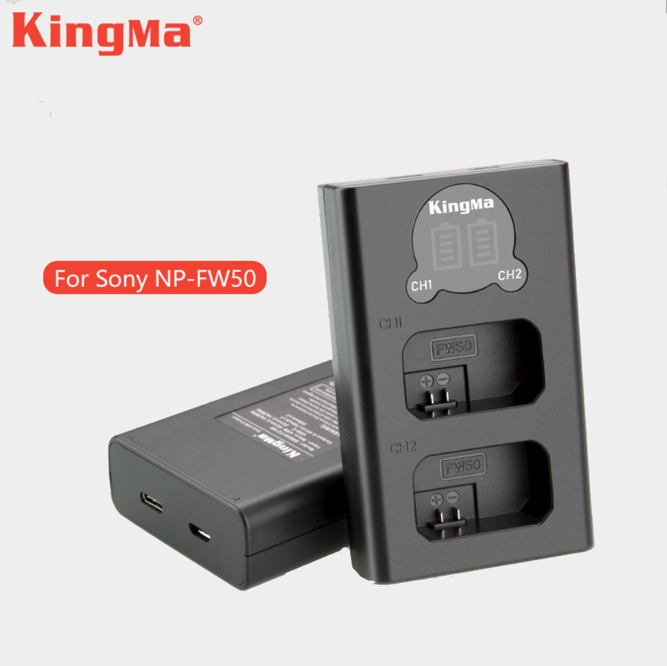 แท่นชาร์จแบตเตอรี่มีจอแสดงสถานะ ยี่ห้อ Kingma สำหรับชาร์จแบต SONY FW-50