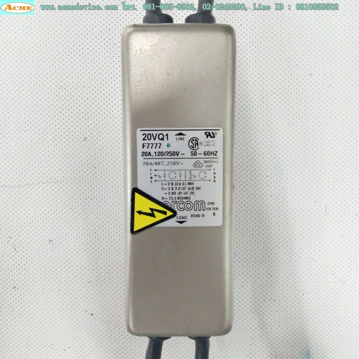 Noise Filter Corcom รุ่น 20VQ1, F7777, 20A (120/250V)