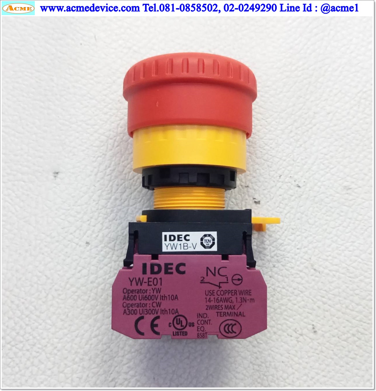 Emergency Switch Idec รุ่น YW1B-V4E01R, 1NC