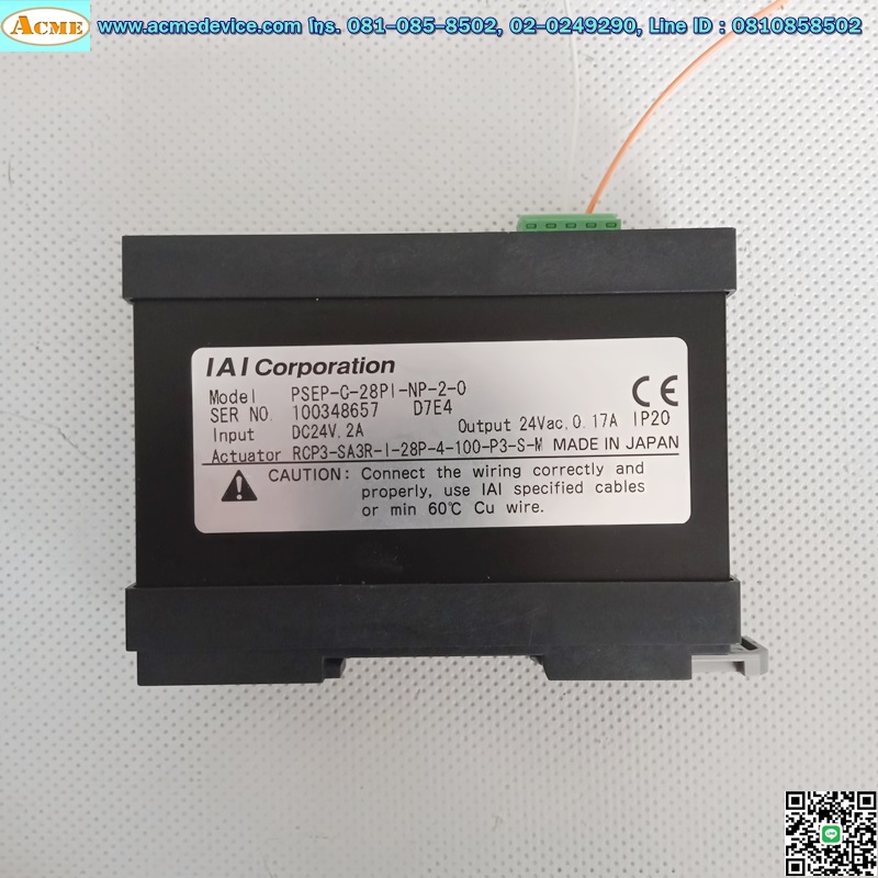 Slider IAI Drive รุ่น PSEP-C-28PI-NP-2-0, RCP3-SA3R-I-28P-4-100-P3-S-MR-NM, Stroke 100 mm.