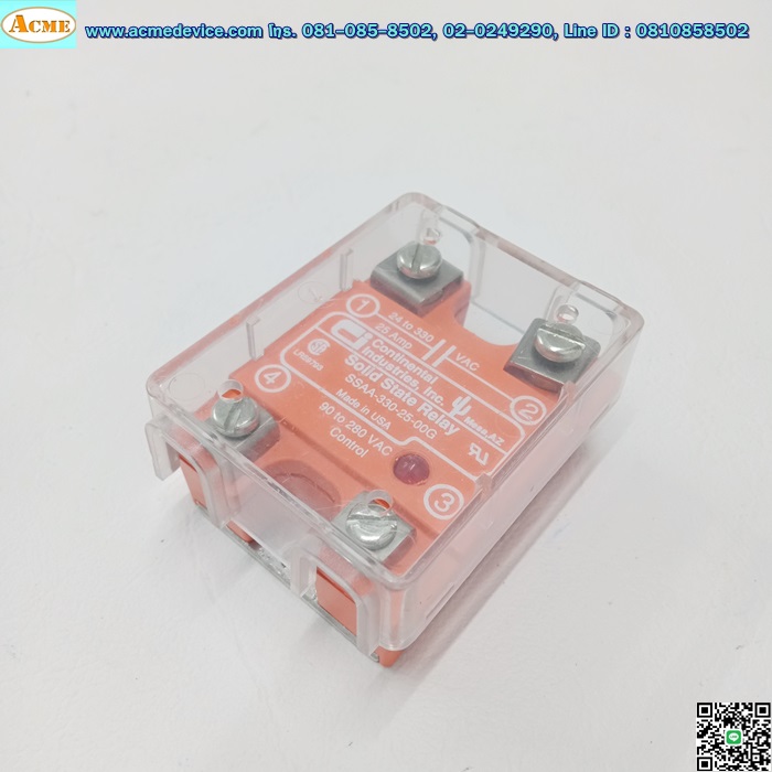 Solid State Relay Continental รุุ่น SSAA-330-25-00G, Input 24-330Vac, Output 90-280Vac, 25A