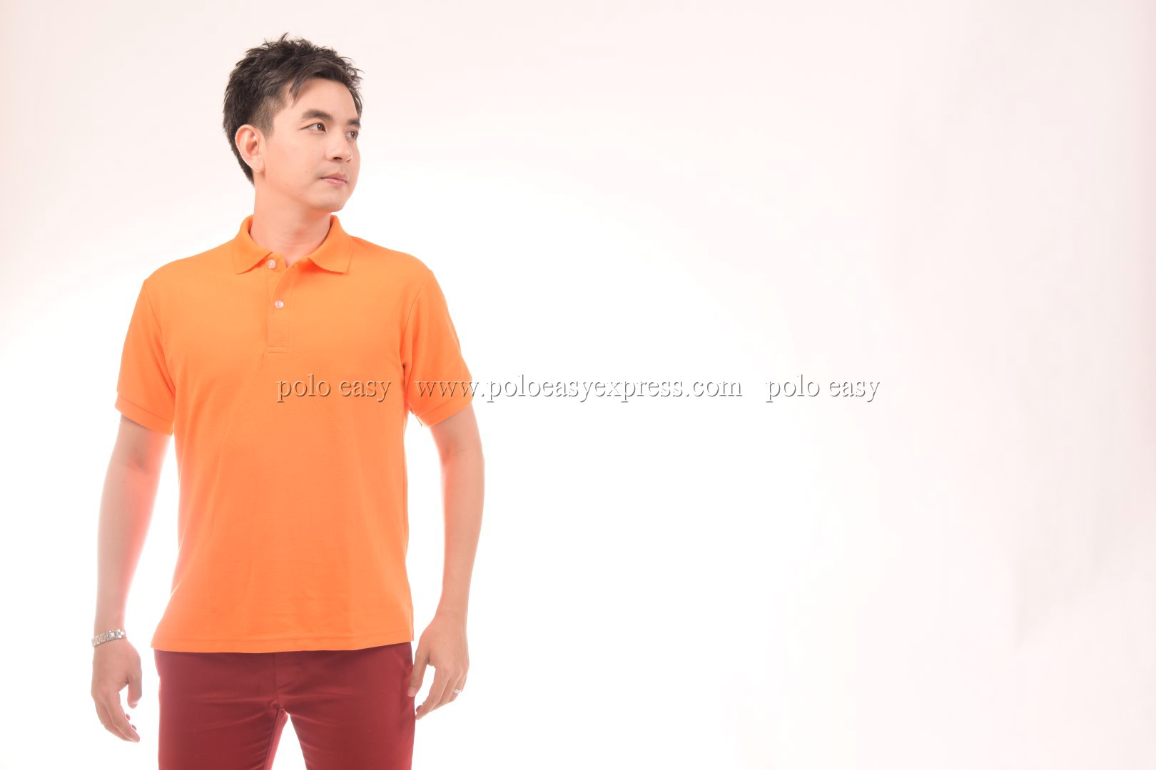 เสื้อโปโล สีส้ม TK Premium แขนสั้น ทรงตรง Size L