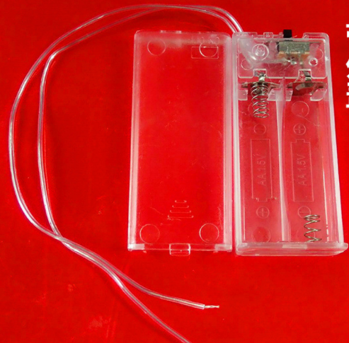 ลังถ่าน AA สองก้อนแบบใสมีสวิทช์เปิดปิด