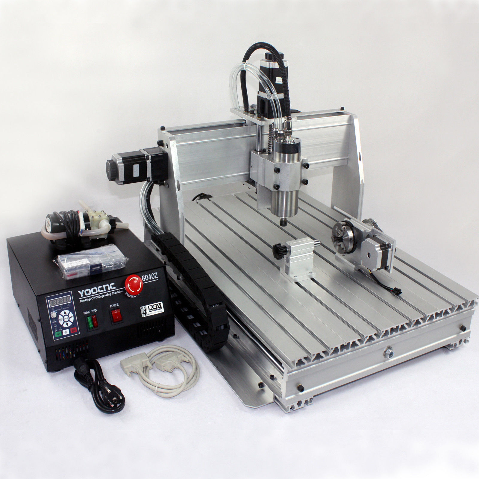 Mini CNC 6040 4 Axis ชิ้นงาน X 400mm Y600 mm Z 100 mm สี่แกน Spindle 2200W