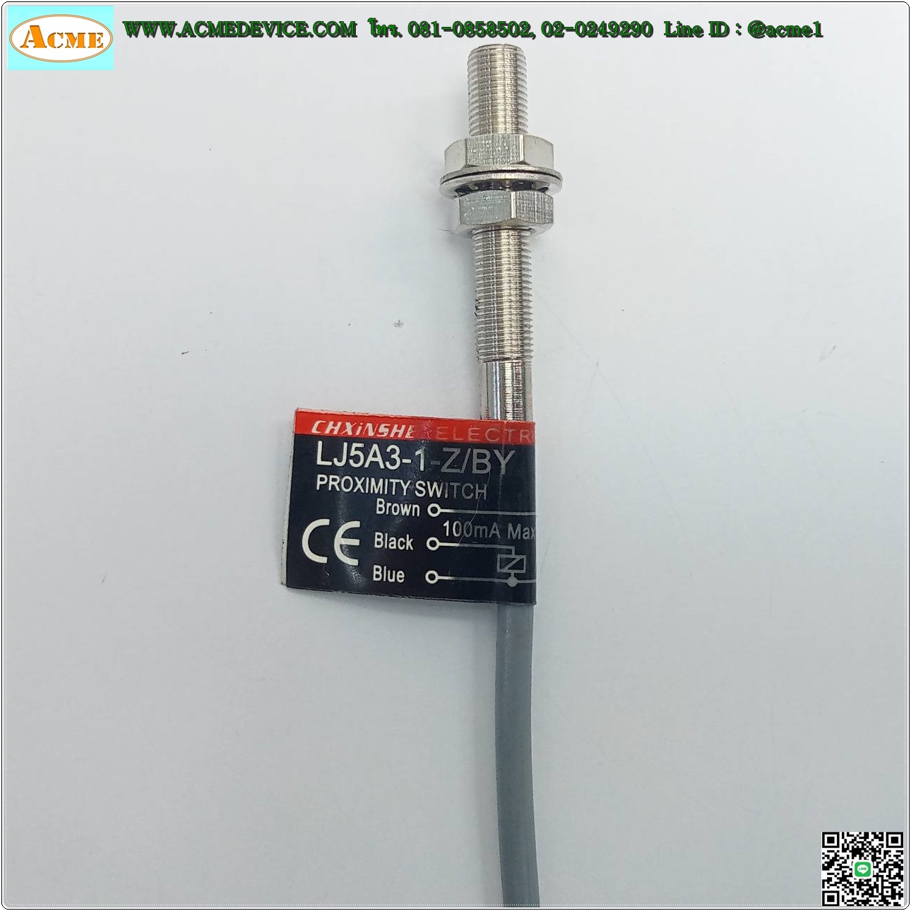 Proximity รุ่น LJ5A3-1-Z/BY, M5, ระยะ 1mm, 3wire, PNP, NO, Shielded, Inductive
