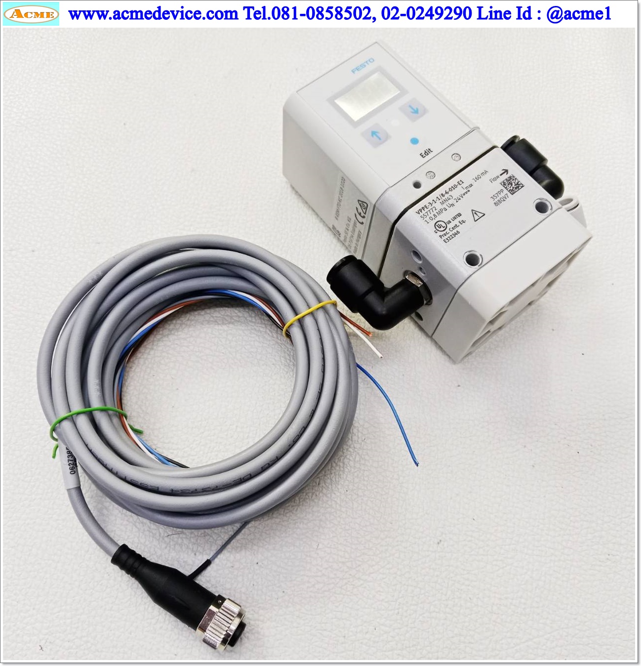 Proportional Pressure Regulator Festo รุ่น VPPE-3-1-1/8-6-010-E1, Range 0.06 - 6 bar, 800 l/min, Voltage Input signal 0 - 10V