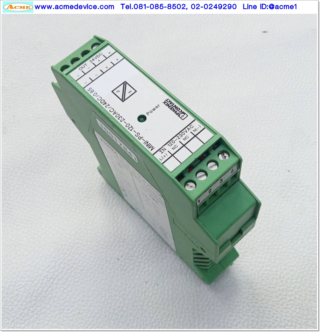 Power supply Phoenix Contact รุ่น MINI-PS-120-230AC/24DC/0.65, Output 24V 0.65A, 15W