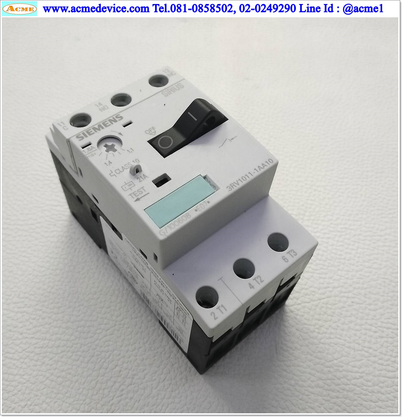 Motor Circuit Breaker SIEMENS รุ่น 3RV1011-1AA10 + 3RV1901-1D, 1.6A
