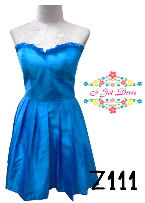 ราตรีสั้นเกาะอกสีฟ้า(ฟรีไซส์)