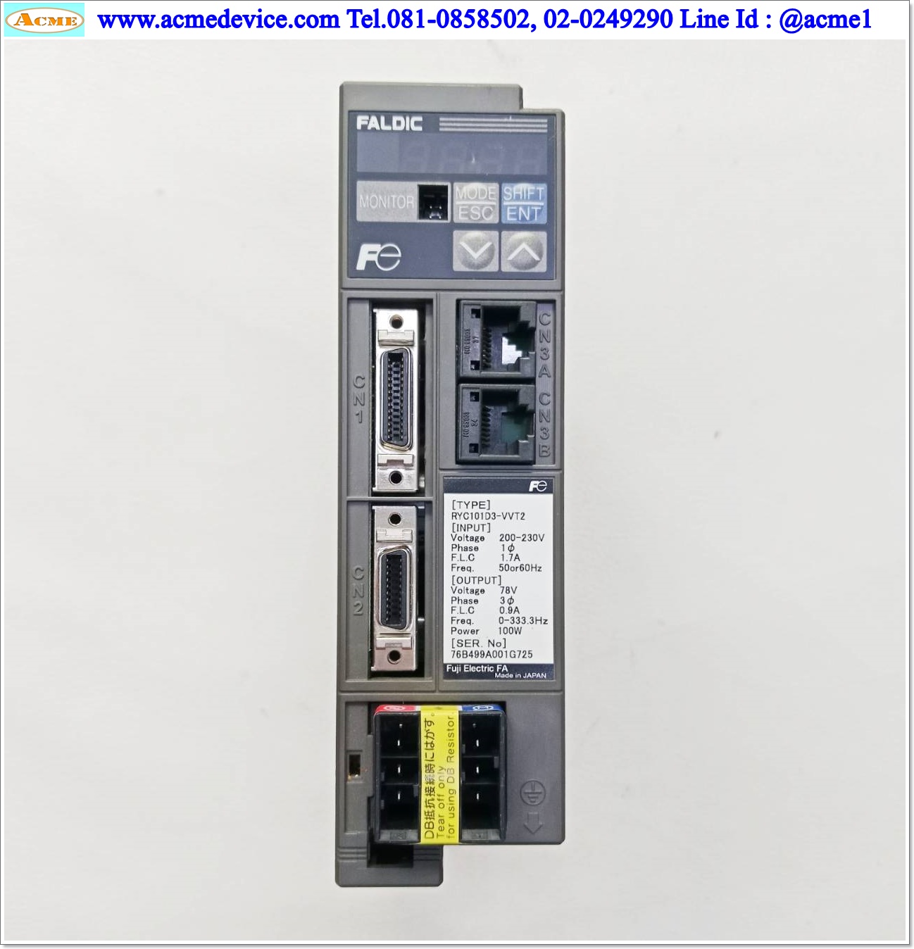 Servo Drive Fuji รุ่น RYC101D3-VVT2, 100W