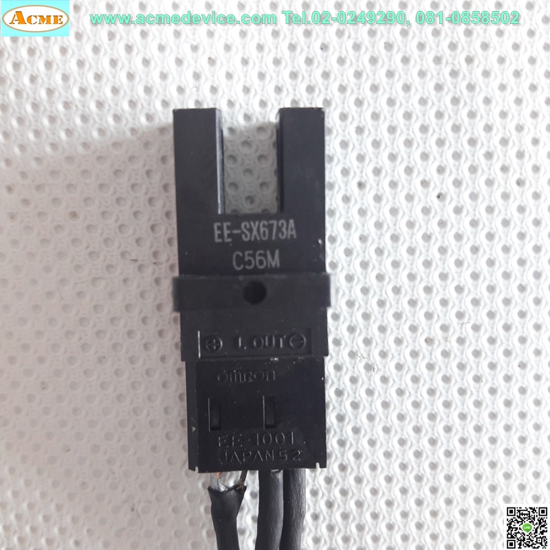 Photoelectric Omron รุ่น EE-SX673A, ระยะ 5mm, NPN, Dark-ON, Light-ON (ชิ้นงานผ่านไฟติด)