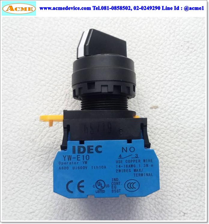 Selector Switch Idec รุ่น YW1S-2E10, 2 ทาง, 1NO