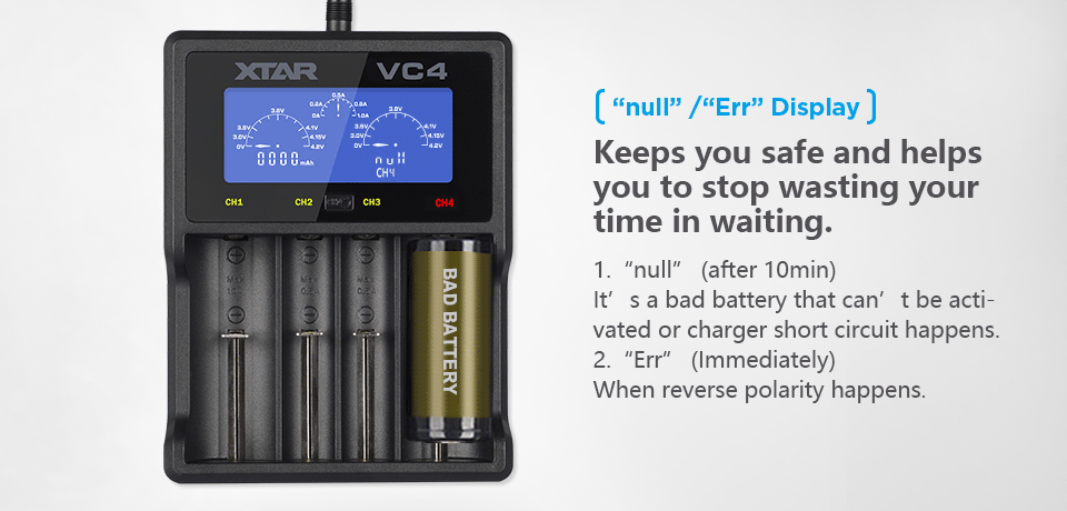 ที่ชาร์จแบตเตอรี่ XTAR VC4 USB LCD Universal Battery Charger แสดงความจุ mAh ได้ สำหรับแบต 3.7v และ 1.2v ของแท้ 100% สำหรับ 26650 18650 14500 AA AAA