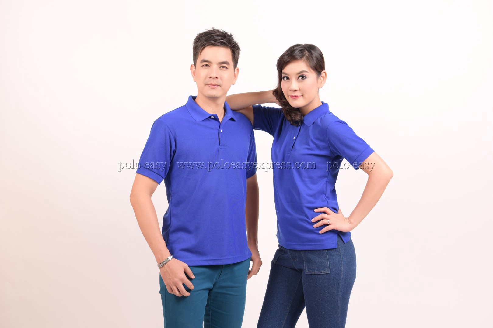 เสื้อโปโล สีน้ำเงิน TK Premium แขนสั้น ทรงตรง Size 4XL