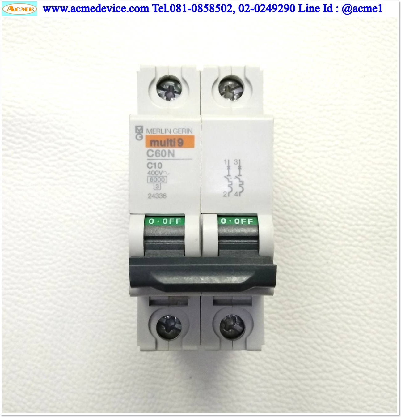 Breaker 2P Merlin Gerin รุ่น Multi9, C60N C10, 10A