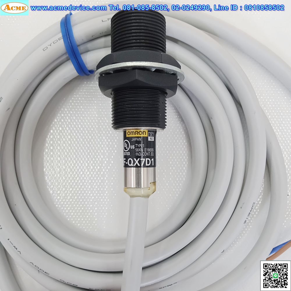 Proximity Omron รุ่น E2EF-QX7D1, M12, ระยะ 7mm, 2wire, NO, Shielded, Inductive