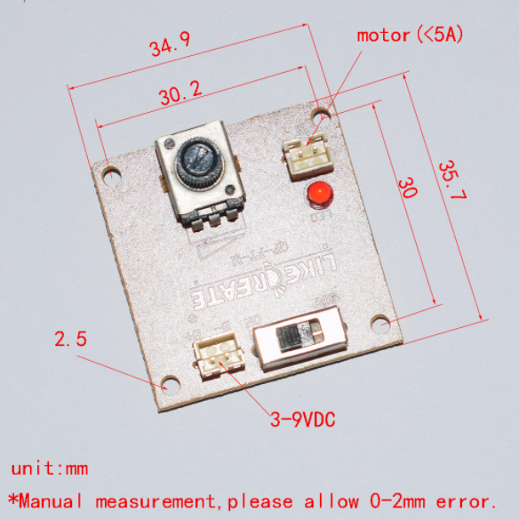 บอร์ดตวบคุมความเร็วมอเตอร์ 3-9VDC 5A