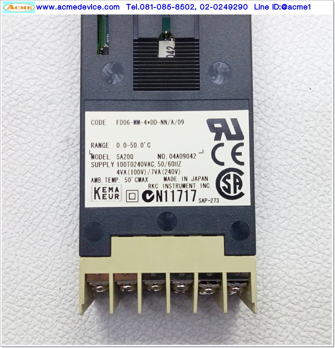Temperature Controller RKC รุ่น SA200, 100-240Vac, Input RTD, 0-50°C, Output Relay