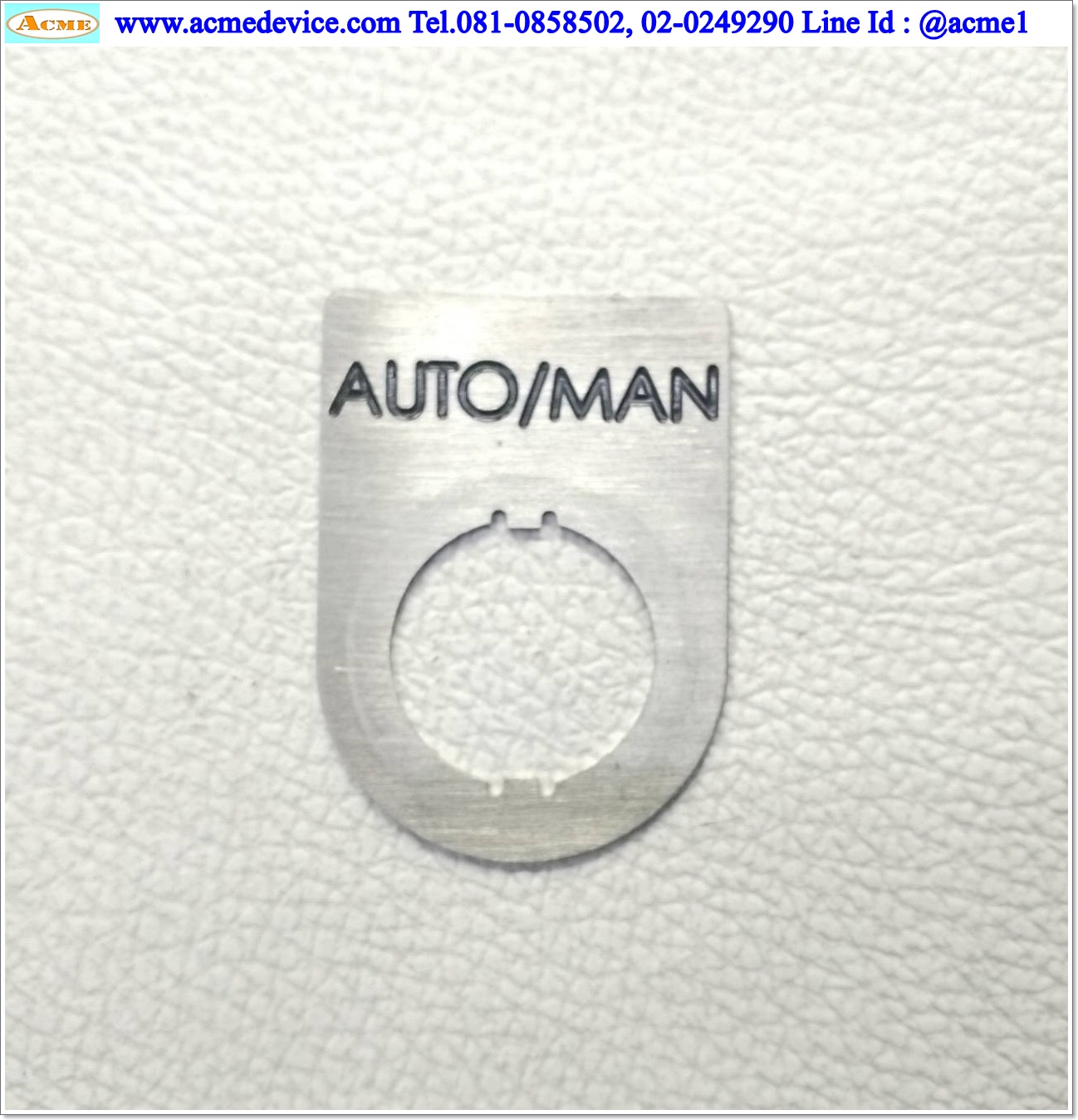 Name plate ตู้คอนโทรล AUTO/MAN, Dai 23 mm. ขนาด 34 x 47 x 1.0 mm