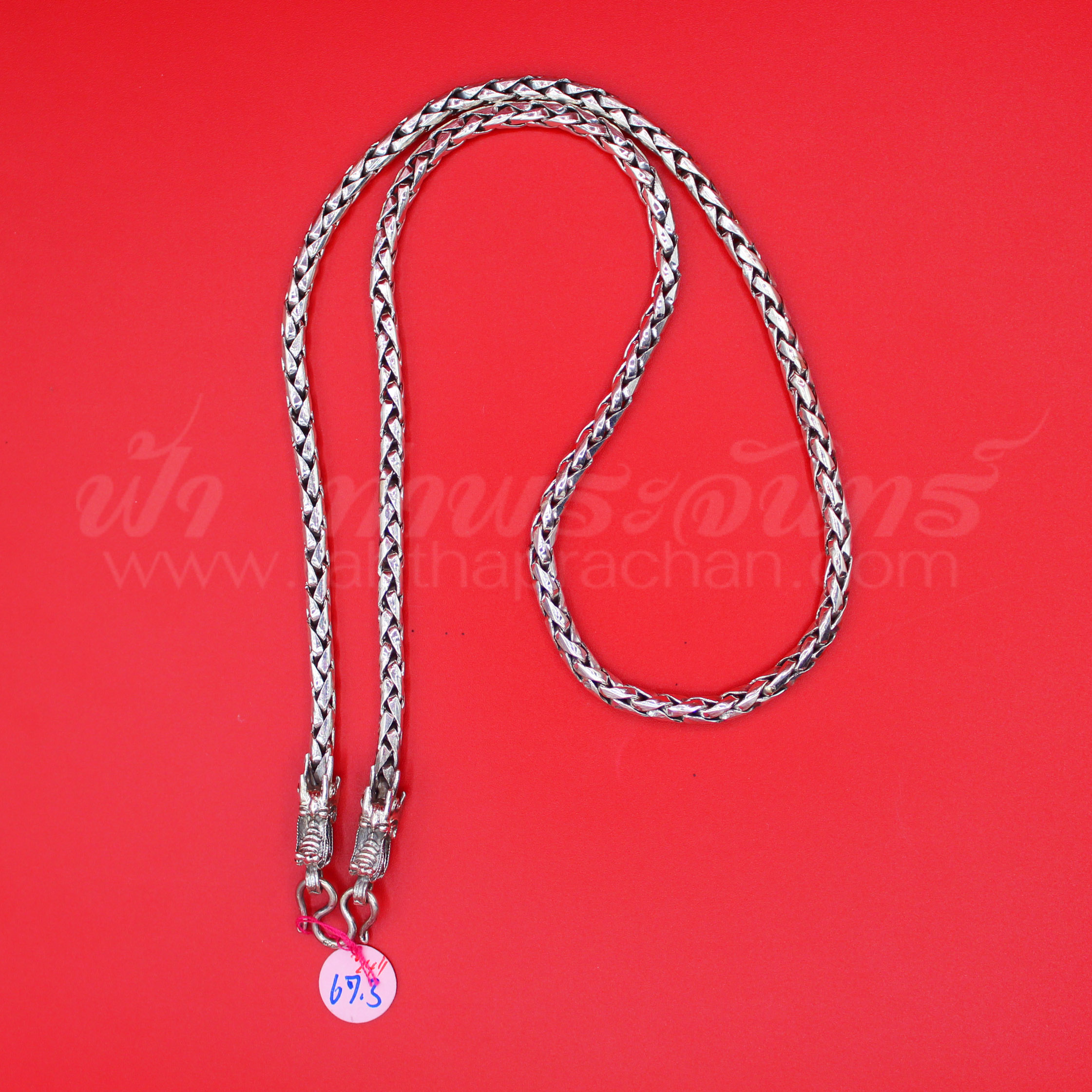 สร้อยคอเงินแท้ 92.5 ลายเปียกลม หัวมังกร รมดำ