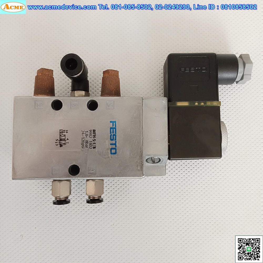 Solenoid Valve Festo รุ่น MFH-5-1/8, 9982, 1 คอยส์, 5/2, 24V