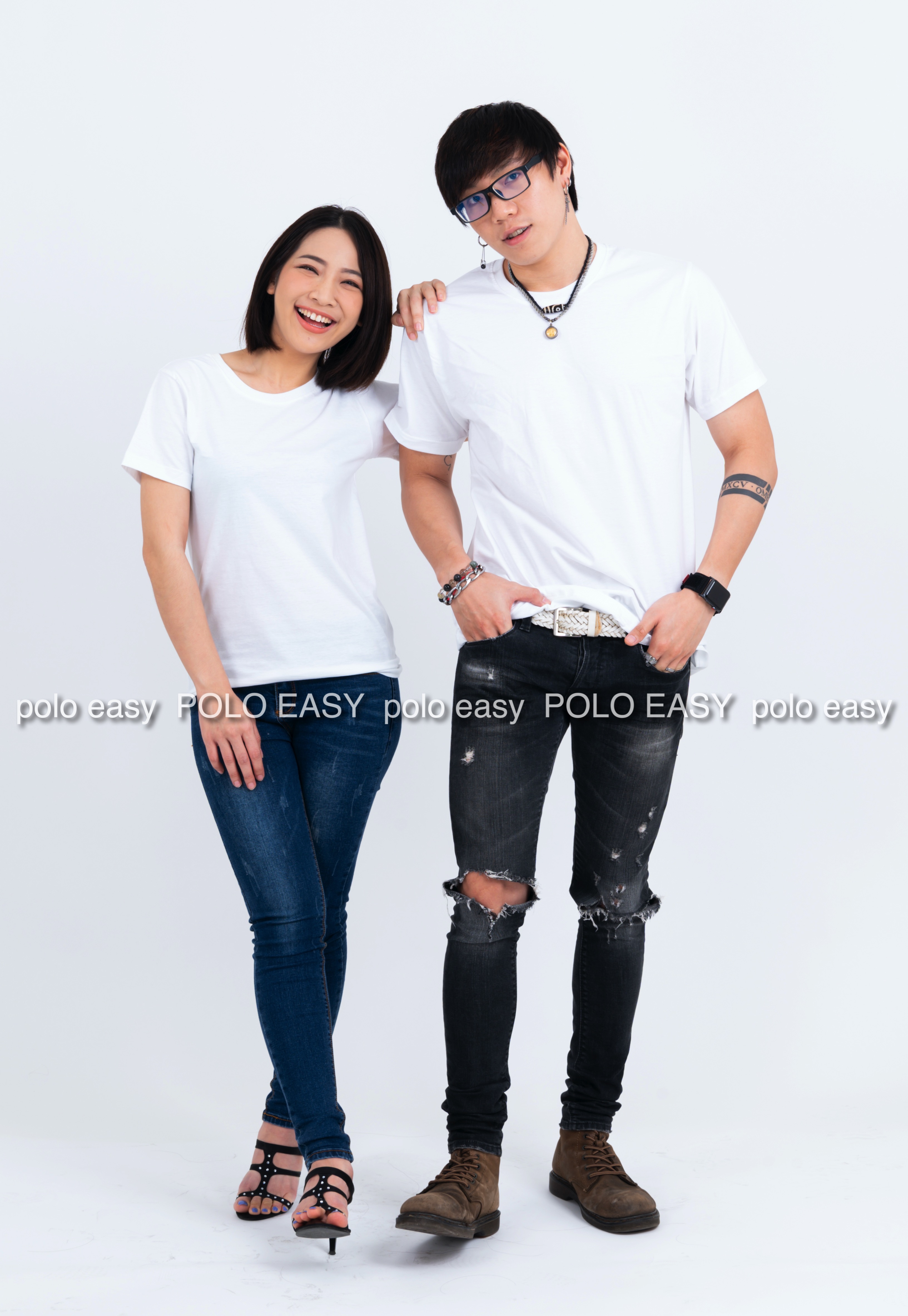 3Xl เสื้อยืด สีขาว คอกลม แขนสั้น Size 3XL