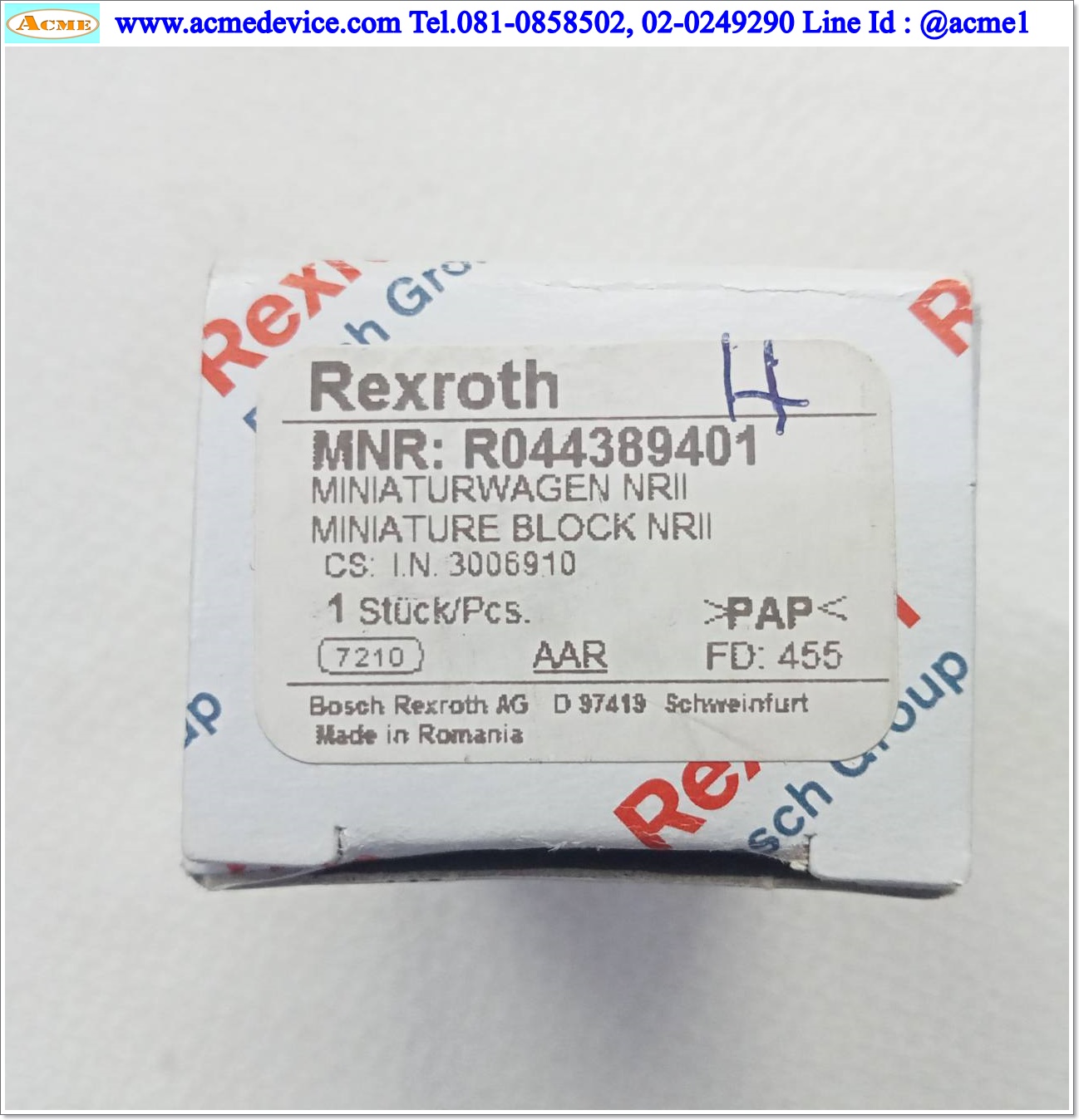 Linear Block Rexroth รุ่น R044389401, ขนาด 9 mm x 39 mm.