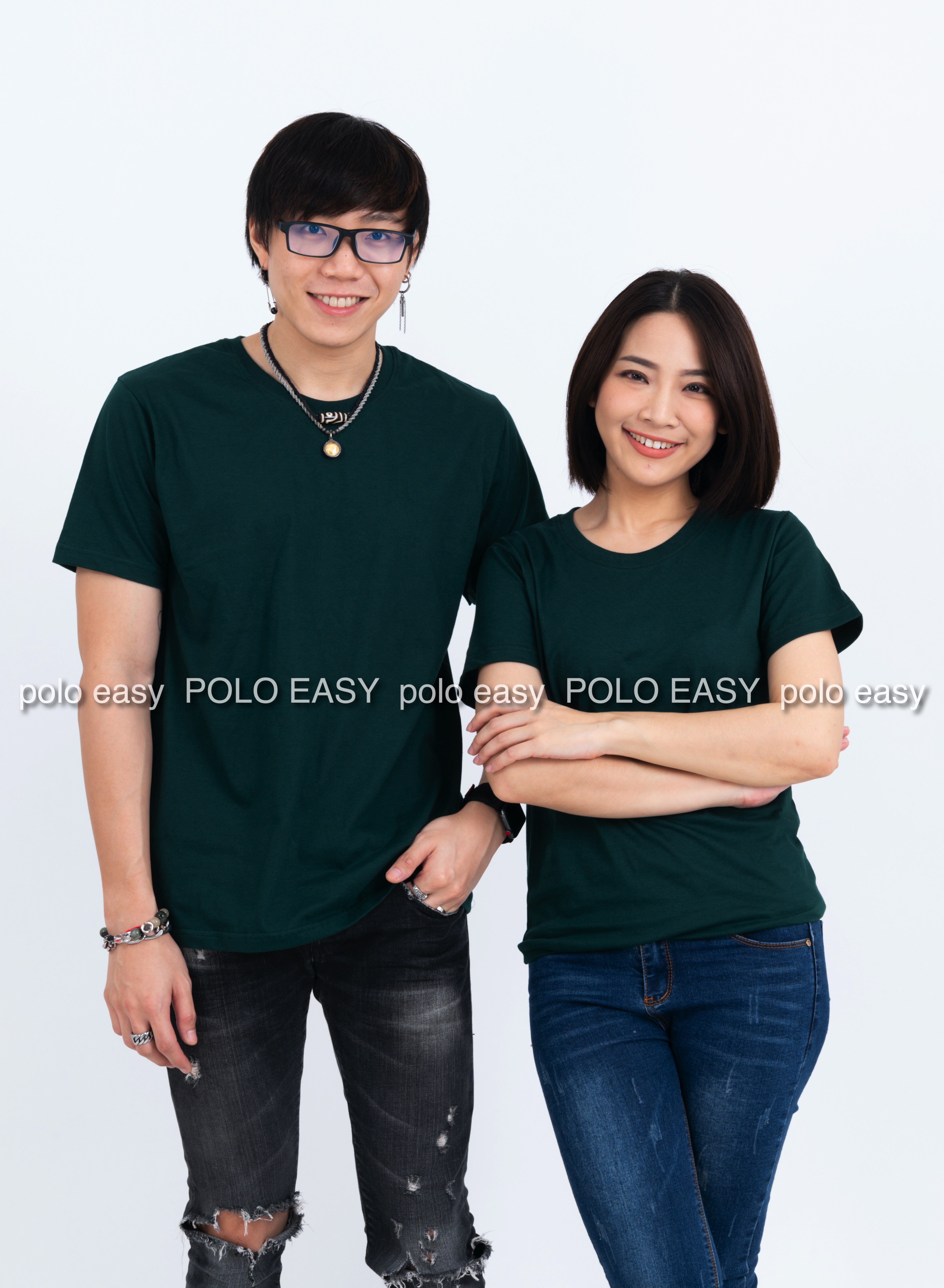 2XL เสื้อยืด สีเขียวหัวเป็ด คอกลม แขนสั้น Size 2XL