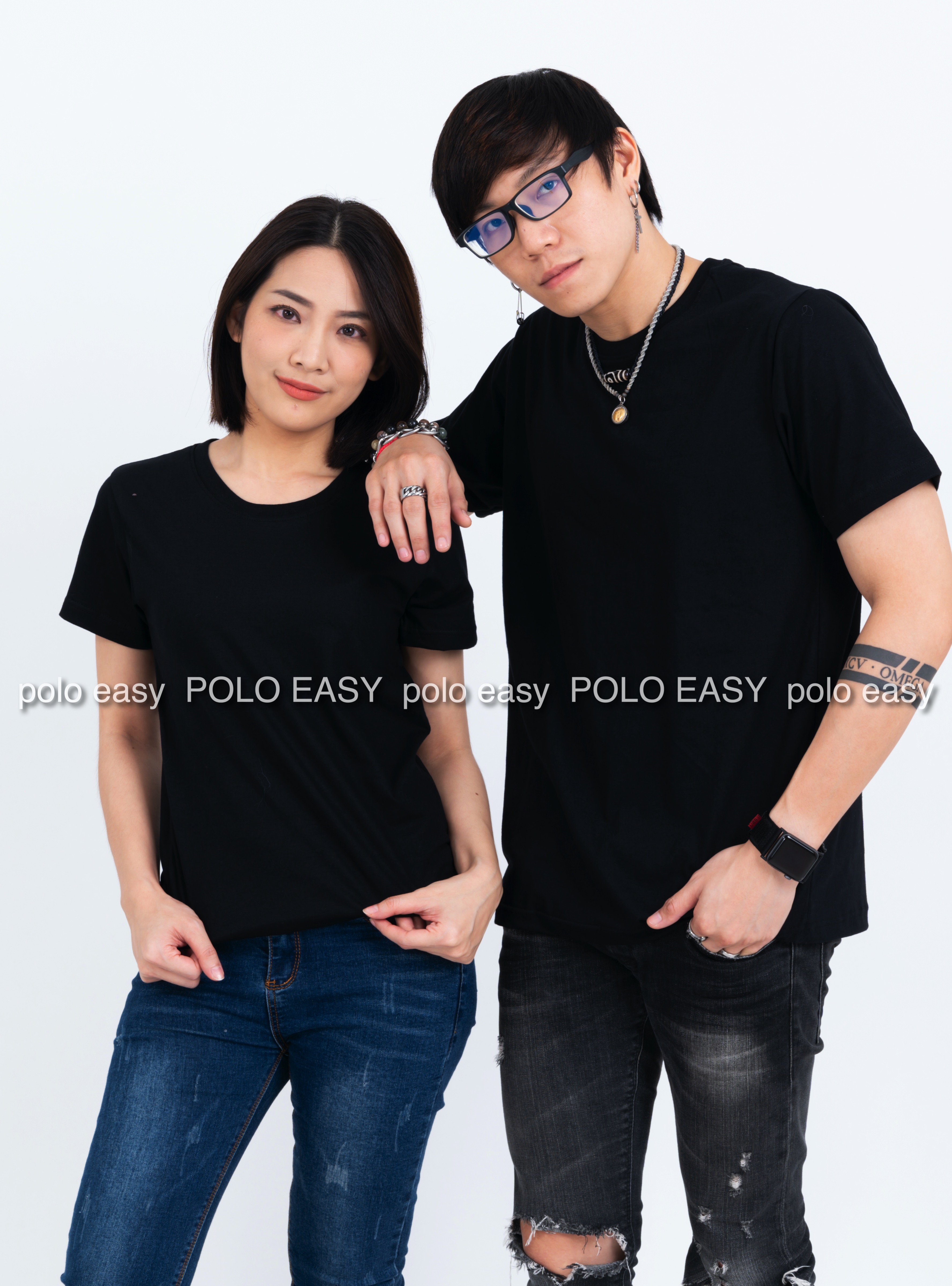 S เสื้อยืด สีดำ คอกลม แขนสั้น Size S