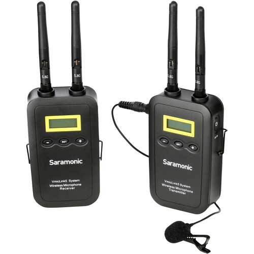 Saramonic VmicLink5 RX+TX Camera-Mount Digital Wireless Microphone System with Bodypack Transmitter and Lavalier Mic (5.8 GHz)
