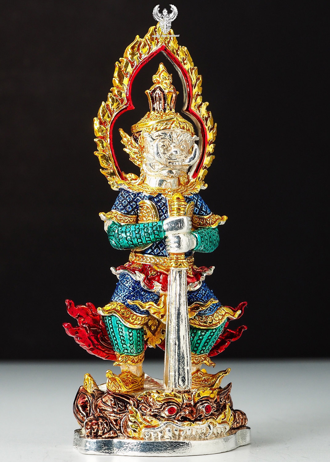 ท้าวเวสสุวรรณ. รุ่น คลังสมบัติ์ เนื้อสัมฤทธ์ชุบเงินลงยา5สี