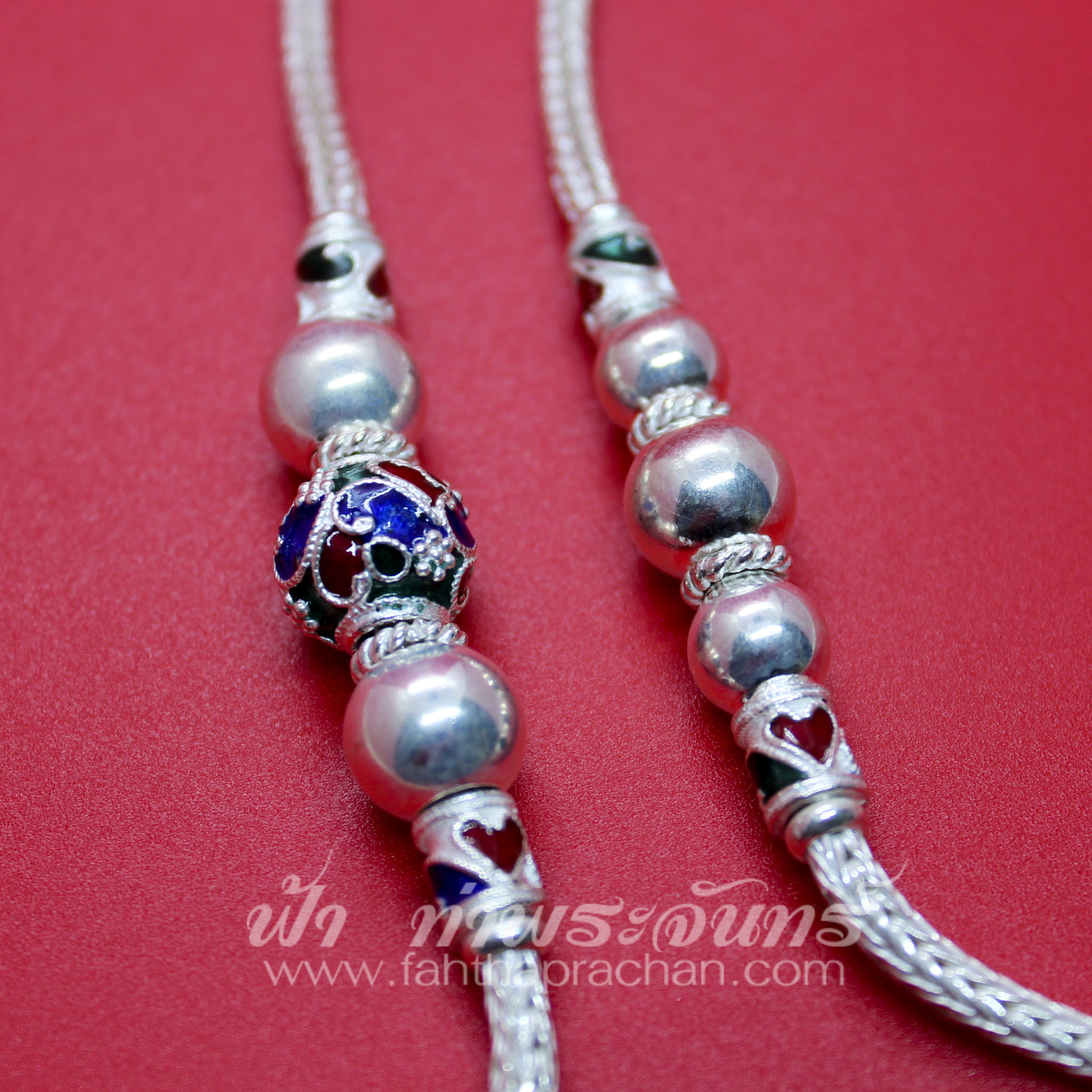 สร้อยคอเงินแท้ 92.5 หัวจรวด และ ประคำ ลงยา