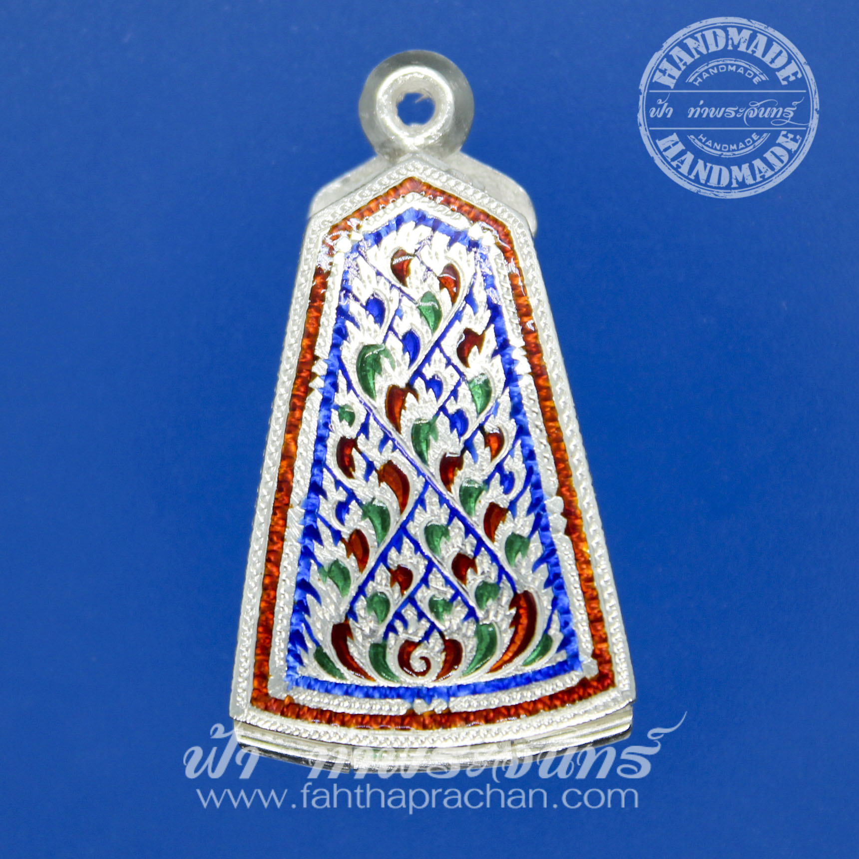 ตลับผงสุพรรณ เงินแกะลาย ลงยา ปิดหลัง 92.5%