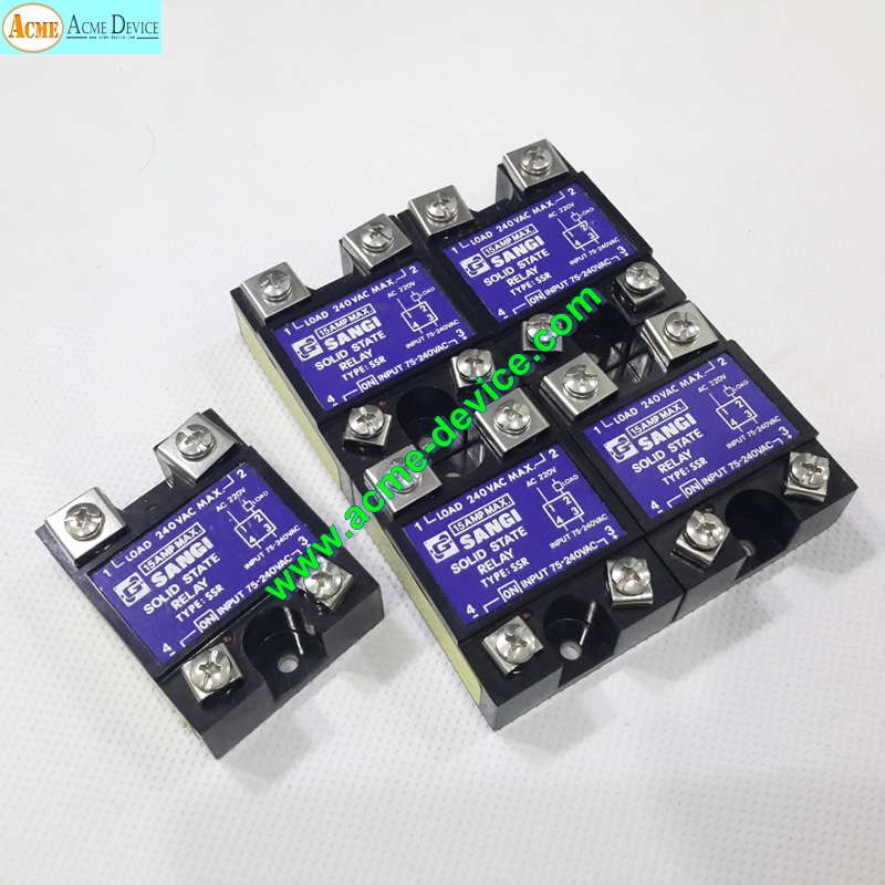 Solid State Relay SANGI รุ่น SSR, Input 75 to 240 Vac, Output 240Vac 15A (สินค้าใหม่)
