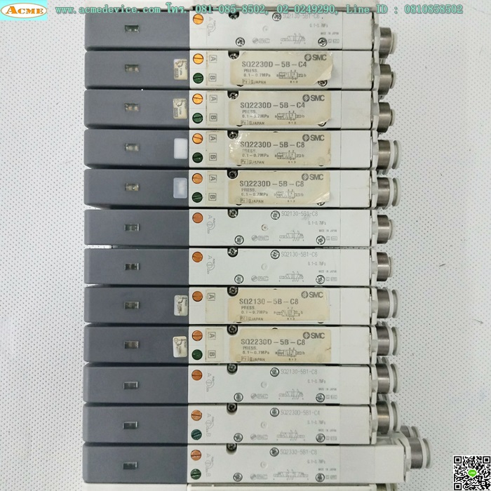 Solenoid Valve SMC รุ่น SQ2230D-5B-C4 (2) + SQ2230D-5B-C8 (3) + SQ2130-5B1-C6(2) + SQ2130-5B1-C8(2)+SQ2230D-5B1-C4+SQ2330-5B1-C8