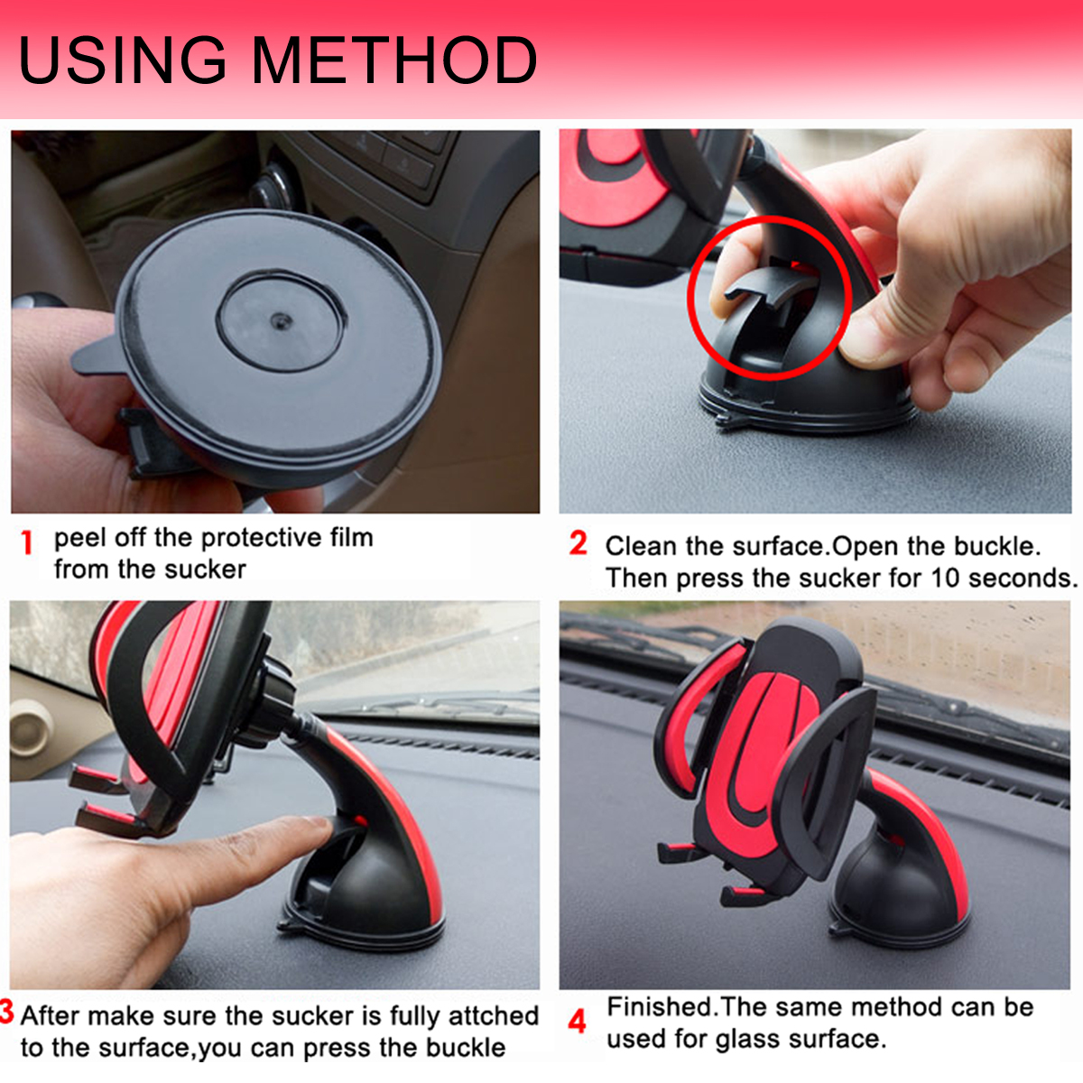 ที่หนีบ/จับ มือถือในรถ แบบดูดติดกระจกรถยนต์ คุณภาพเยี่ยม( สีเหลือง)