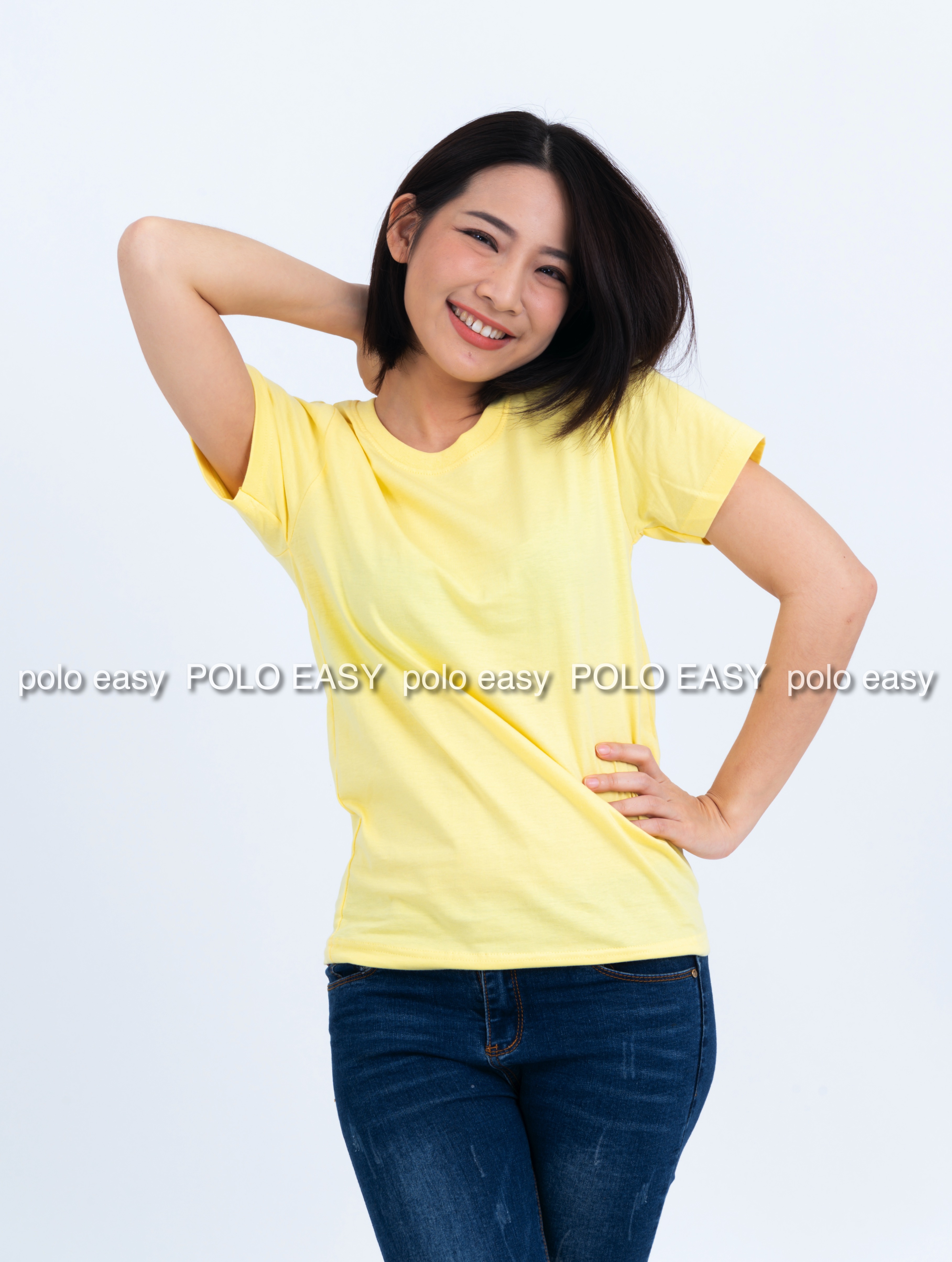 S เสื้อยืด สีเหลืองพาสเทล คอกลม แขนสั้น Size S