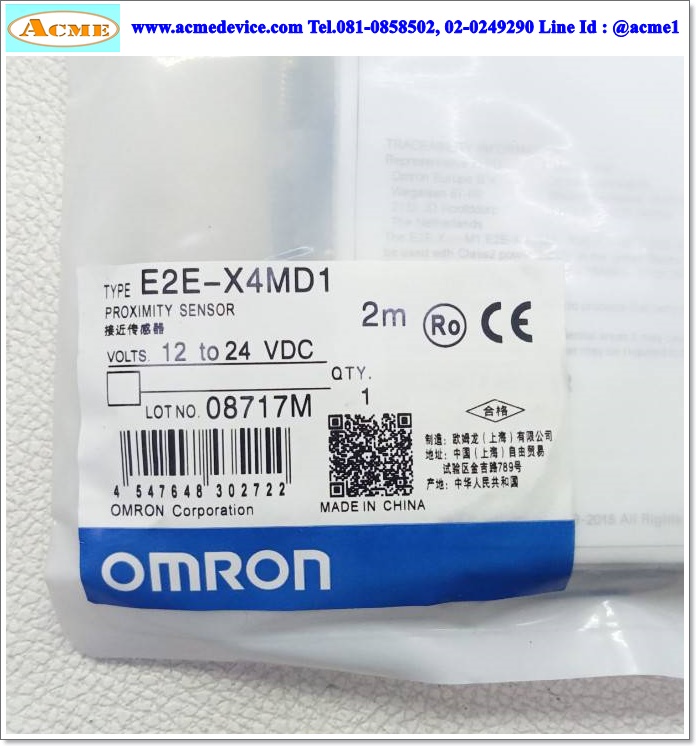 Proximity Omron รุ่น E2E-X4MD1, M8, ระยะ 2mm, 2Wire, NO, Unshielded, Inductive