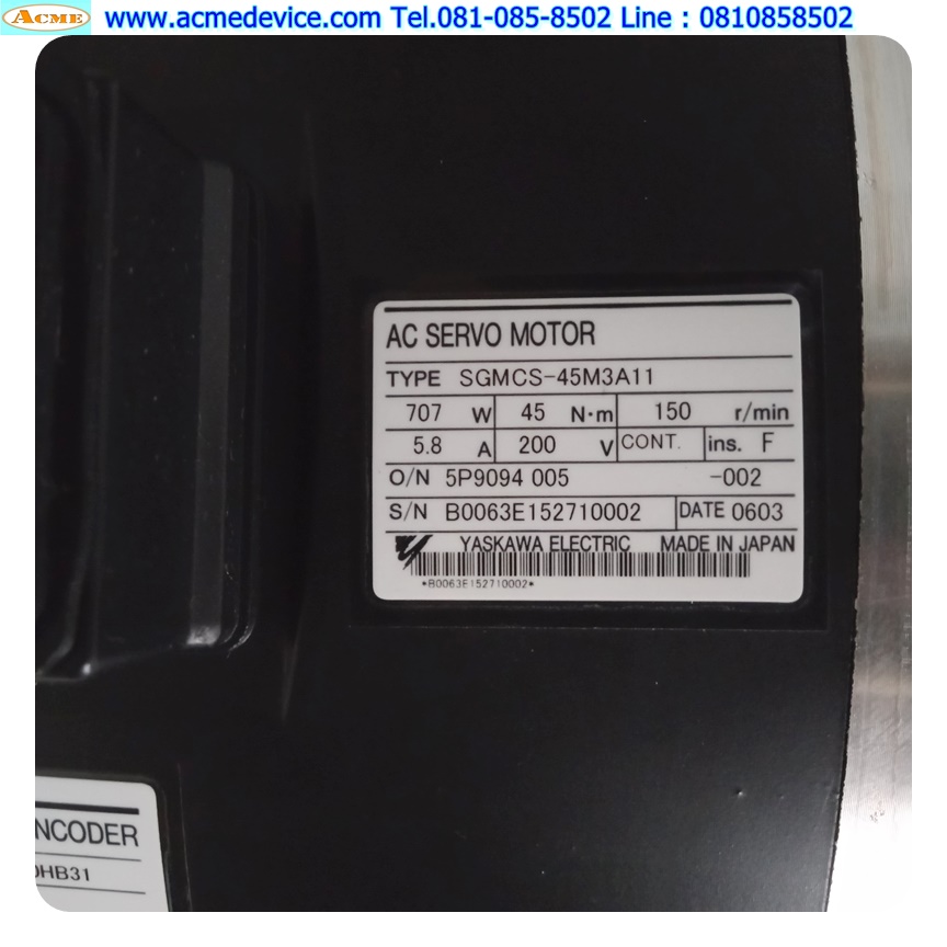 Direct Drive Servo Motor Yaskawa รุ่น SGMCS-45M3A11, 707W