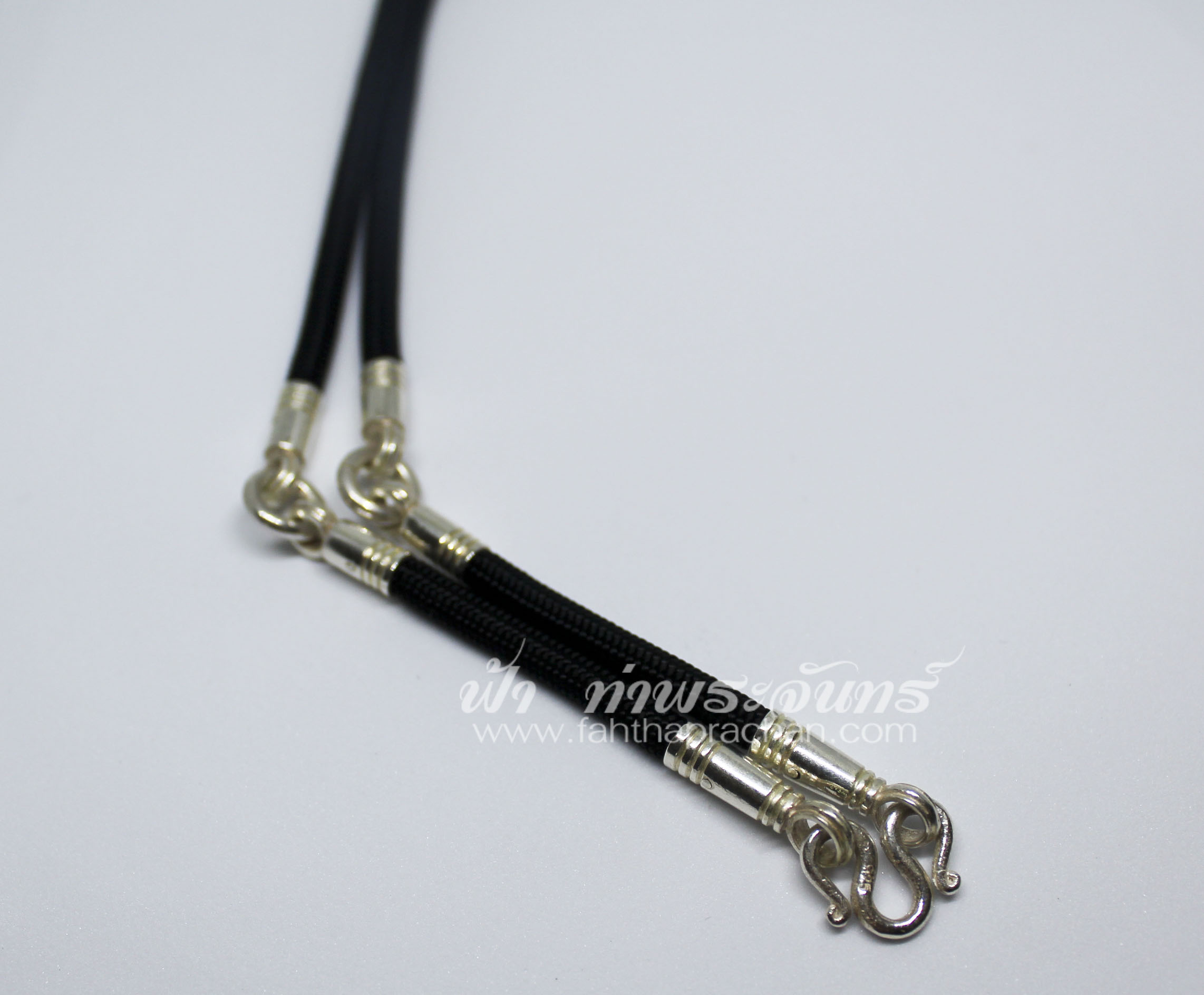 สร้อยคอเชือกร่ม แบบสามห่วง เงินแท้