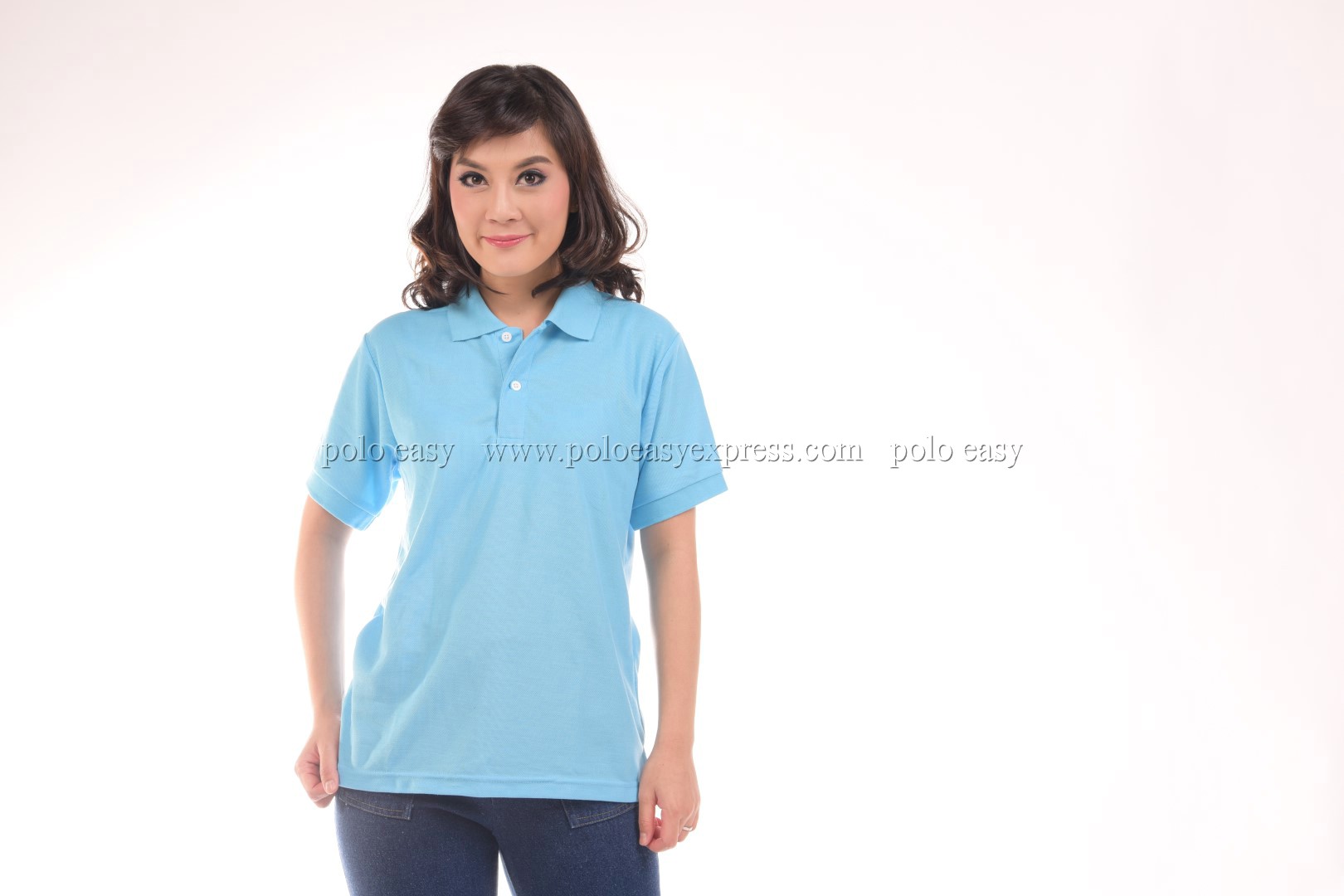 เสื้อโปโล สีฟ้าอ่อน TK Premium แขนสั้น ทรงเว้า (หญิง) Size 4XL