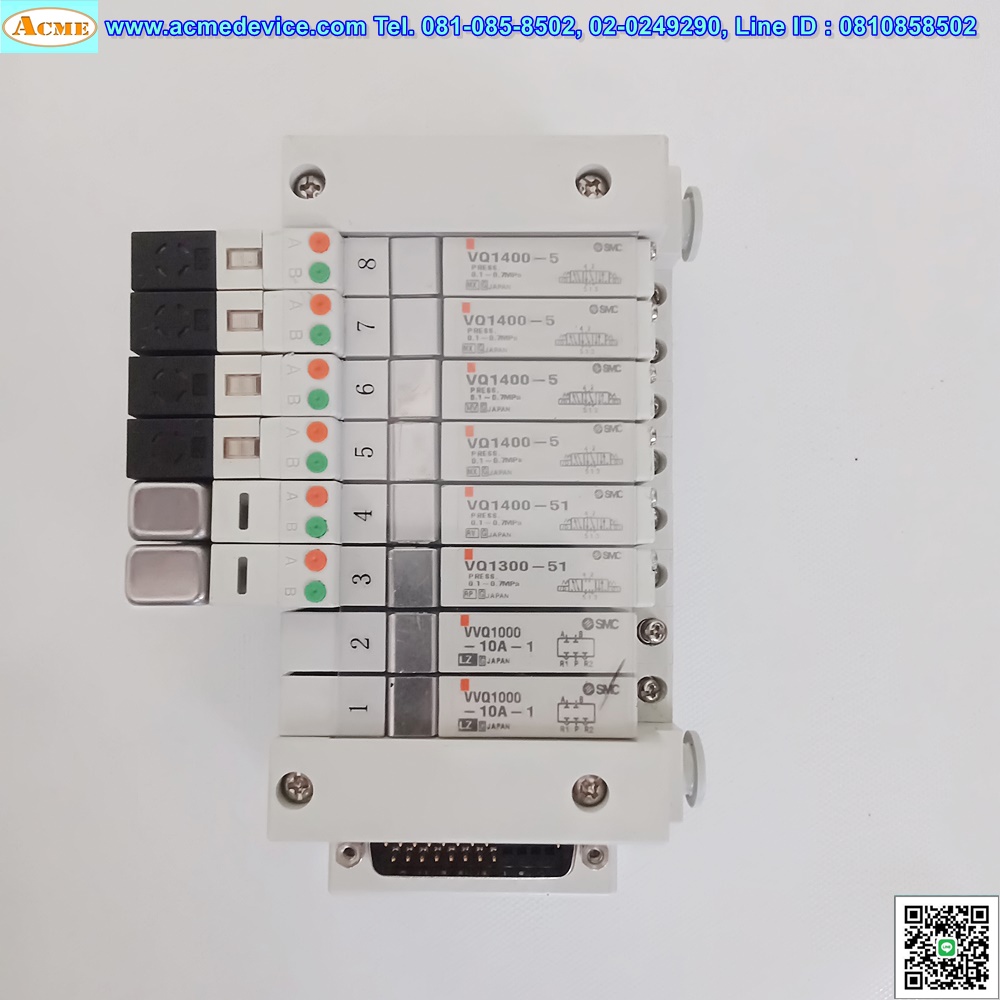 Solenoid Valve SMC รุ่น VQ1400-5 (4), 5/3 + VQ1300-51(2), 5/2 + VVQ1000-10A-1(2), 24V