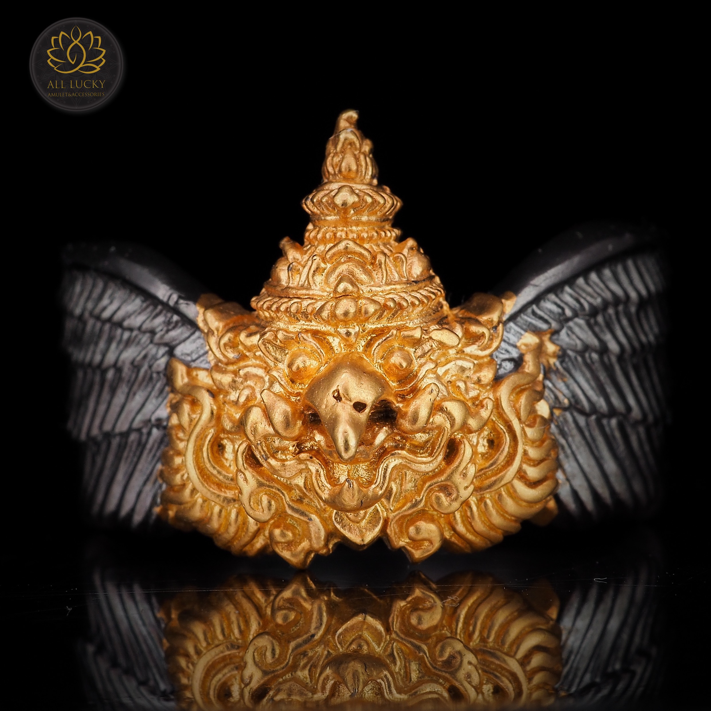 แหวนพญาครุฑ มหาจักรพรรดิ หลวงตาม้า วัดถ้ำเมืองนะ เนื้อ2กษัติย์ ไซส์ 66