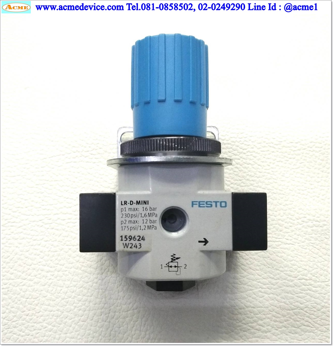 Regulator Festo รุ่น LR-D-MINI, 0.5-12 Bar, G1/8
